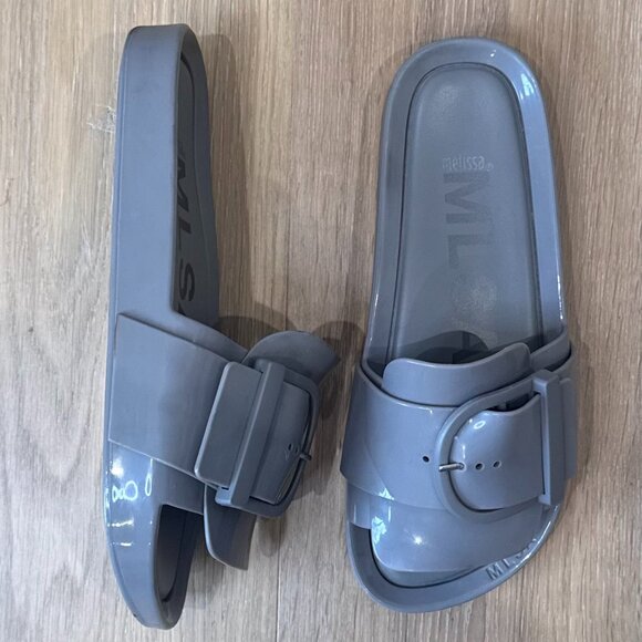 Melissa Beach Slide IV Sandals | Putty Taupe Buckle Slides | Size 6 | Minimalist - Picture 1 of 14